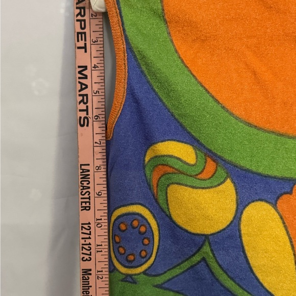 Vintage Lady Van Heusen Colorblock 70’s Sleeveless Floral Mod Mid So Cool - Picture 15 of 15